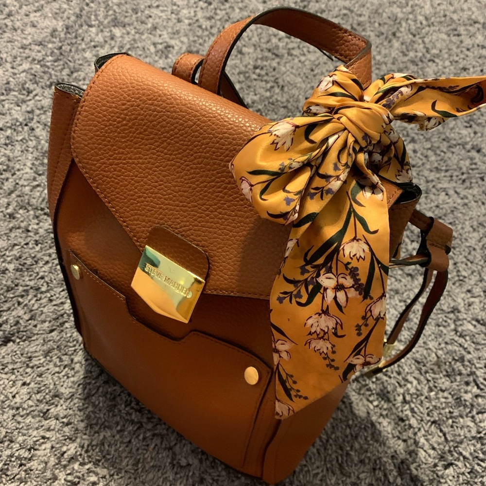 Light used Steve Madden backpack with silk scarf